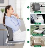 Lumbar Support Pillow for Office Chair and Car,Back Support for Office Chair,Charcoal Memory Foam Back Cushion with Breathable Mesh Cover,Double Adjustable Straps,Grey - Image 7