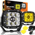 Auxbeam XP-Ultra Series 5" 110W LED Pod Lights, Hyper Spot Beam, Amber White Cube Offroad Lights, Dual Color Lens Covers, Off-Road Amber Fog Spotlight, Pair