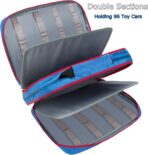 KISLANE 96 Toy Cars Storage Case Compatible with Matchbox Cars, Matchbox Cars Organizer Storage for Mini Toys, Toy Cars, Matchbox Cars, Small Dolls(Bag Only) (Blue) - Image 4