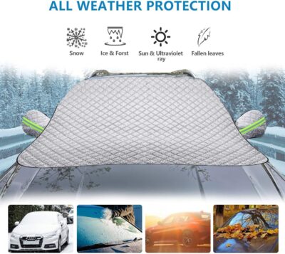 Car Windshield Cover for Ice and Snow Kit,Snow Cover with Side Mirrors Covers,Waterproof Frost Cover for Cars, SUVs, Trucks,Secure Fit Windproof Covers Winter Car Accessories (71"x43") - Image 6