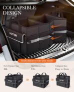 HOTOR Trunk Organizer - Car Organizer with 5 Pockets, Trunk organizer for SUV, Sedan & Van, Car Organization with Sturdy Base Panel for Car Accessories, Black, 2 Compartments, 21.3"×12.6"×10.6" - Image 3