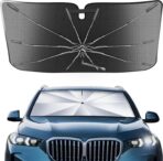 Portable for BMW X5 2019-2025 Windshield Sunshade Umbrella with Carry Bag, 2 in1 Ice Crystal Durable Compact Shade Umbrella UPF50+ UV Front Window Heat Insulation Protection Outdoor Camping