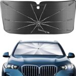 Portable for BMW X5 2019-2025 Windshield Sunshade Umbrella with Carry Bag, 2 in1 Ice Crystal Durable Compact Shade Umbrella UPF50+ UV Front Window Heat Insulation Protection Outdoor Camping