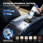 Car Vacuum Cleaner Cordless, 4 in 1 Portable Vacuum Cleaner 16000PA High Power Air Duster & Air Blower & Pump, Rechargeable Handheld Vacuum with Brushless Motor, Multi-Nozzles for Car, Home, Office - Image 2