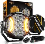 Auxbeam V-Ultra Series Side Shooter Light Bar, 5Inch 172W Round Offroad Lights LED Pods 20400LM, Amber DRL & Spotlight Dual Color 270° Wider Off Road Lighting with Protective Covers, Pair