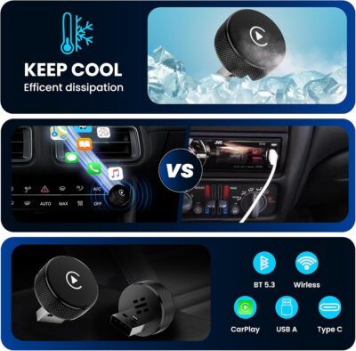 Wireless CarPlay & Android Auto Adapter – 2026 Circle Edition | Converts Wired to Wireless, Plug & Play Dongle, Fast Auto-Connect for iPhone iOS 10+ & Android 11+ - Image 4