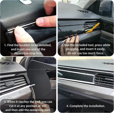 Car Interior Trim Strips,Universal 33ft Car Electroplating Decoration Styling Door Dashboard, Flexible Interior Trim Accessories with Installing Tool(Silver) - Image 4