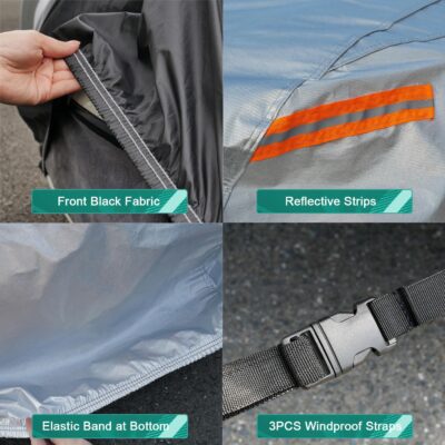 GUNHYI 6 Layers Sedan Car Cover Waterproof All Weather, 100% Waterproof Outdoor Car Covers Full Exterior Covers for Automobiles Sedan Hatch SUV Rain Sun UV Dust Protection. Size A5 (See Size Chart) - Image 2