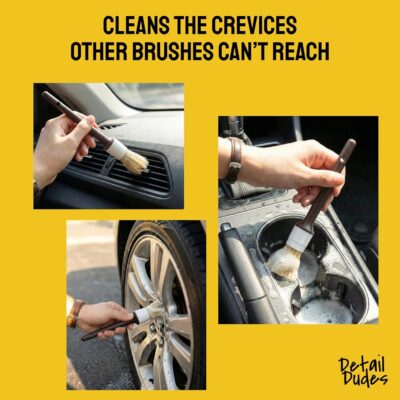 Car Detailing Brush Set 3-pc - Scratch-Free Boars Hair for Interior and Exterior Work - Pro Quality Car Cleaning Brush Kit for Leather Seats, Dashboards, Wheels, Grills and Paint - Image 7