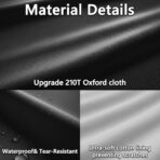 Car Cover Waterproof All Weather 10 Layers Full Car Cover Universal 210T Heavy Duty for Rain Sun UV Protection with Door Zipper and Air Vent. (Black PU Oxford Fabric, Fits SUVs up to 190") - Image 4
