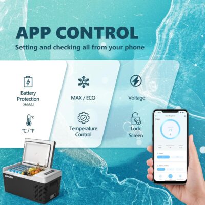 EUHOMY 12 Volt Refrigerator, 19QT(18L) Compressor Electric Cooler APP Control, Car Fridge -4℉~68℉, Portable Refrigerator 12/24V DC 100-240V AC, Portable Freezer for Camping, Travel, Boat - Image 2