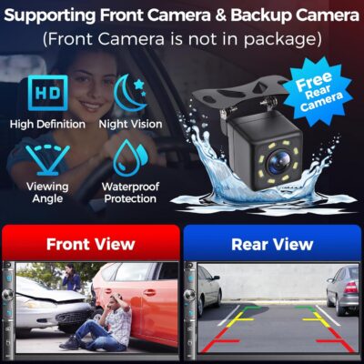 Double Din Car Stereo with 7" HD Touchscreen, Wireless Apple Carplay & Android Auto, Bluetooth, 240W, SWC, Subwoofer Output, Mirror Link, FM/AM Car Radio Receiver, Backup Camera - Image 4