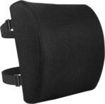 Amazon Basics Rectangular Memory Foam Back Support Cushion for Office Chairs, Non-Slip Base for Long Sitting, Black