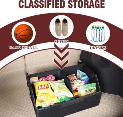 car organizers and storage for SUV,trunk organizer for sedan, leather foldable sleek box with lid,collapsible cargo bins, tool accessories containers,Collapsible Suede velvet (22 inch Covered) - Image 7