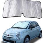 The Original Windshield Sun Shade Compatible with Fiat 500 2010-2025+ Abarth 595 2014-2024 Car Windshield Reflective Sunshade Protector Sun Shade Accessories (Silver)