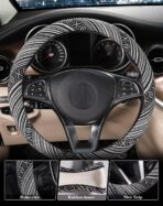 SEG Direct Boho Steering Wheel Cover with Baja Blanket Cloth, Ethnic Style Auto Wheel Cover Made of Coarse Flax, Fits 14 1/2-15 1/4 inches Car Wheel - Image 3