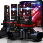 9005+H11 Light Bulbs, HB3+H8/H9 Fog Bulbs Combo 6500K Xenon White Extremely Bright Wireless Fanless (Pack of 4)
