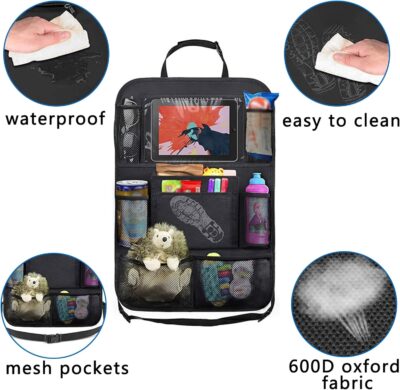 Aokdom 2PCS Car Seat Back Organizer,Extra Large Capacity Car Seat Organizer with 6 Mesh Pocket,2 Cup Holder & 4 Storage Bag,Road Trip Essentials for Kids & Adults - Image 6