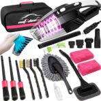 AUTODECO 20Pcs Car Cleaning Wash Kit Interior Detailing Cleaner Kit with High Power Handheld Vacuum, Brush Set, Windshield Tool, Duster, Towels, Complete Car Care Tools, Pink