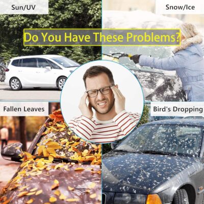 Car Windshield Cover Sun Shade,All Weather Windshield Sunshade Cover Fits Most Cars SUV - Image 3