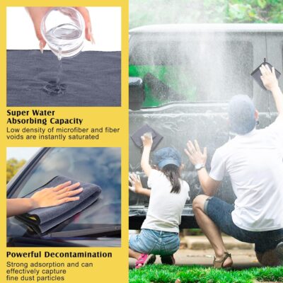 Nuenen 20 Pcs Microfiber Car Drying Towels Microfiber Cleaning Cloth 800 GSM Thick Plush Cleaning Dusting Cloth Auto Detailing Absorbent Towels Rags for Car Household Kitchen Window(Grey and Yellow) - Image 5