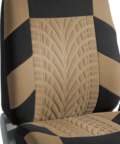 FH Group Car Seat Covers Full Set Premium Cloth - Universal Fit, Automotive, Low Back Front Washable Seat Covers, Airbag Compatible, Split Bench Rear Seat for SUV, Sedan Beige - Image 11
