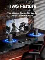 MLOVE E80 Speakers Bluetooth Wireless, Portable Bluetooth Speaker with Aux Input, Micro SD Card Slot, Bass Up, TWS, RGB Lights, IPX7 Waterproof, BT5.4 for Outdoor, Car Music, Beach, Gifts, 30W, Black - Image 5