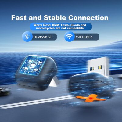 2 in 1 Mini Android Auto and Wireless CarPlay Adapter Convert Factory Wired to Wireless Dongle, Compact Size USB CarPlay Wireless Stick AAndroid Auto Adapter for iOS 12+/Android No Delay - Image 7