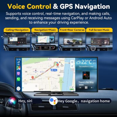 11.5" Largest Wireless Carplay HD Screen for Carplay & Android Auto Car Stereo with 4K Dash Cam 1080P Backup Camera, GPS Navigation/Bluetooth/Mirror Link/Voice Control/AUX/FM/Siri - Image 8