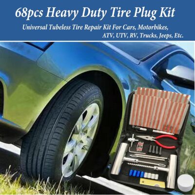 Tire Repair Kit, 68pcs Heavy Duty Tire Plug Kit, Universal Tire Repair Tools Flat Tire Puncture Repair for Car, Motorcycle, Truck, SUV, RV, ATV, Tractor, Trailer Fix Punctures and Plug Flats Patch Kit - Image 6