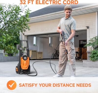Giraffe Tools Electric Pressure Washer, 2400 PSI 2.3 GPM with 4 Quick-Connect Nozzles, 20FT Hose & Foam Cannon, Powerful Washer for Cars/Road/Driveways/Fences - Image 4