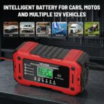 Battery Charger 15A 12V Fully Automatic Smart Trickle Car Battery Charger Maintainer with LCD Display & Temperature Compensation for Car Truck Motorcycle Lawn Mower Boat - Image 7