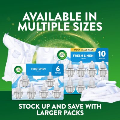 Air Wick Plug in Scented Oil Starter Kit, 2 Warmers + 6 Refills, Fresh Linen, Same Familiar Smell of Fresh Laundry, Eco Friendly, Essential Oils, Air Freshener - Image 7