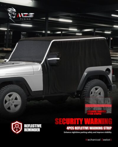 MZS Cab Cover Compatible with Wrangler TJ YJ 2 Door 1986-2006, 600D Waterproof Wrangler Cover with Mirror Pocket 6 Gust Hook Car Half Covers Windproof Sun Snow Rain Scratch Protection - Image 7