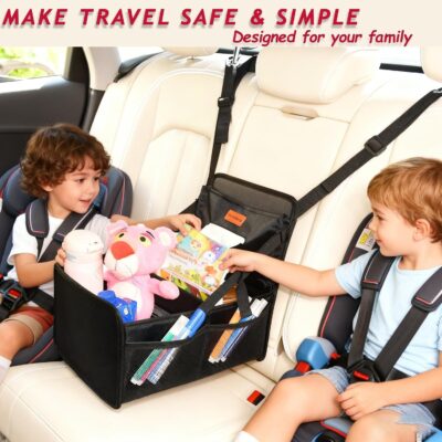 Kids Car Organizer Backseat- Easy-to-Reach Car Organizers and Storage for Back Seat Between Seats with Tissue Box and Side Pockets, Car Travel Accessories for Baby Long Trips with cup Holders - Image 3