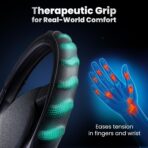 Carbon Fiber D Shaped Steering Wheel Cover – Universal 15 Inch (14.5-15″) Flat Bottom Steering Wheel Cover – Non Slip Leather Grip with Gel Comfort Padding – Sporty Design for Cars, SUVs & Trucks - Image 2