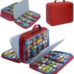 KISLANE 96 Toy Cars Storage Case Compatible with Matchbox Cars, Matchbox Cars Organizer Storage for Mini Toys, Toy Cars, Matchbox Cars, Small Dolls(Bag Only) (Red)