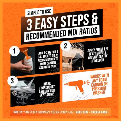 SwiftJet Orange Foam Car Wash Soap – pH Balanced Super Soapy Shampoo & Surface Cleaner – Thick Foaming Suds for Cars, Trucks, SUVs & Boats – Streak-Free Shine, Safe on Wax & Sealant (64 FL OZ) - Image 3