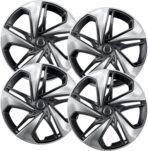 Premium Quality 16 inch Silver/Charcoal Hubcaps fits 2019 2020 2021 Honda Civic, Heavy Duty Solid Clip Construction (Set of 4) (55103AMS-4)