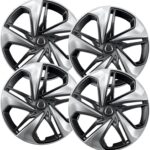 Premium Quality 16 inch Silver/Charcoal Hubcaps fits 2019 2020 2021 Honda Civic, Heavy Duty Solid Clip Construction (Set of 4) (55103AMS-4)