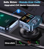 Bluetooth 5.3 Car Adapter with FM Transmitter & 42W PD Fast Charging, Wireless AUX/USB Music Receiver, Hands-Free Calls, Beat Sync LED Lights for Car Stereo, Compatible with All 12V-24V Vehicles - Image 3