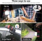 LED Rechargeable Work Light with Clamp, 2100LM Super Bright COB Magnetic Work Light with 3 Light Modes, 270° & 180° Rotation, Waterproof, Perfect for BBQ, Jobsite, Workshop, Car Repairing - Image 2