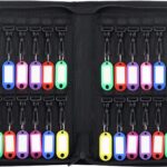 Portable Key Organizer Case 24 Hooks Waterproof & Fireproof, Key Binder Storage Box Bag for Estate Sales, Hotel Executives, Landlord, Car Rental (Black, 24)