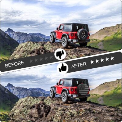 Spare Tire Cover for RV Trailer, Waterproof Leather Wheel Cover with American USA Flag, Camper Spare Tire Cover Fit for Jeep Wrangler Rv SUV Truck Travel Trailer 16" - Image 4