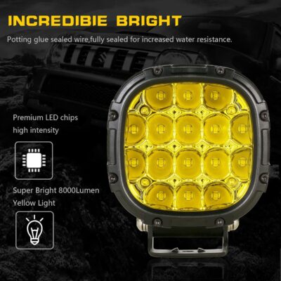 BIGLION.X 4 Inch Pair 160W 18800LM Amber Round LED Offroad Lights Yellow Fog Lights Super Bright Driving Offroad Pod Lights with Wiring Harness IP68 for Pickup Trucks UTV ATV SUV - Image 7