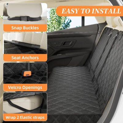 Simple Trending Dog Car Seat Cover, Back Seat Pet Bed Mat Protector Waterproof Bench Car Seat Cover, Nonslip Pet Car Bed Dog Hammock for Car, SUV, Truck - Image 4
