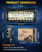 NAOEVO 7 Inch LED Light Bar, 240W 24,000LM LED Pods/Off Road/Fog/Driving Lights with Spot Flood Combo for Truck Boat UTV ATV, 2-Pack (White) - Image 7