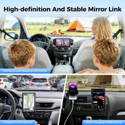 Topexplore 7" Wireless Apple CarPlay and Android Auto Screen with Magnetic Mount, Portrait/Landscape Switch, Portable Car Stereo with Bluetooth, Mirror Link, GPS, OTA Update - Image 5