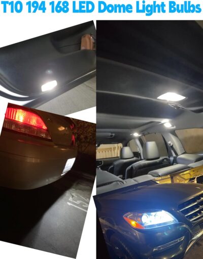T10 194 168 LED Dome Light Bulbs, 300lm 6000K White Super Bright 2825 W5W LED Interior Bulbs, 3w AC/DC12V-24V T10 Wedge for RV Car Dome Map Door Courtesy Trunk License Plate Light, Non-Dimmable, 2pcs - Image 6