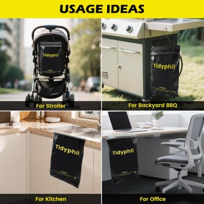 50 PCS Disposable Car Trash Bags Hanging, Leak-proof, Odor Seal. 2 Gallon Car Garbage Bags, Big Capacity. Independent of Car Trash Can, Easy Stick-On Car trash Bin for Car, SUV, Truck, Stroller. Black - Image 7